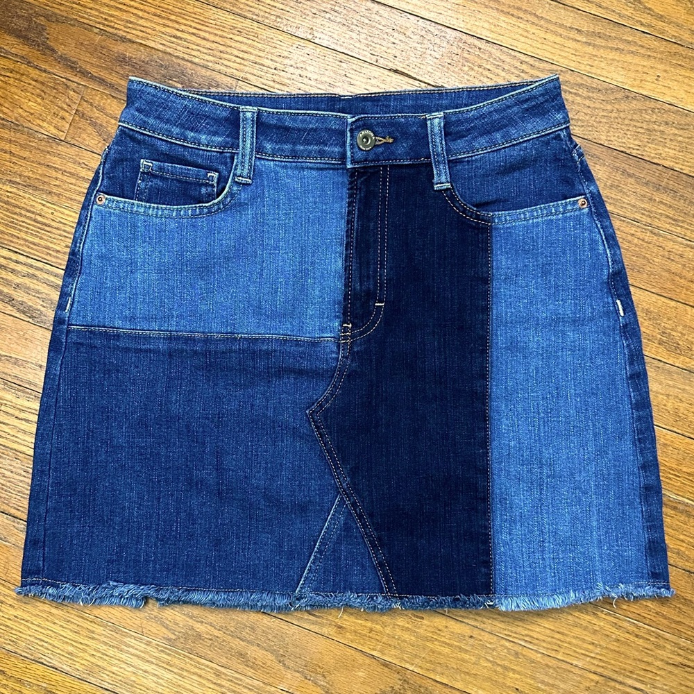 Arizona Jean Co. Colorblock Patchwork Short Denim Skirt Juniors Size 9 EUC - Picture 1 of 5